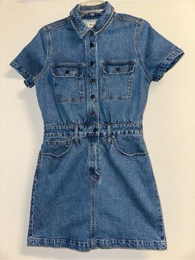 Madewell Short-Sleeve Denim Mini Dress - Blue size 6